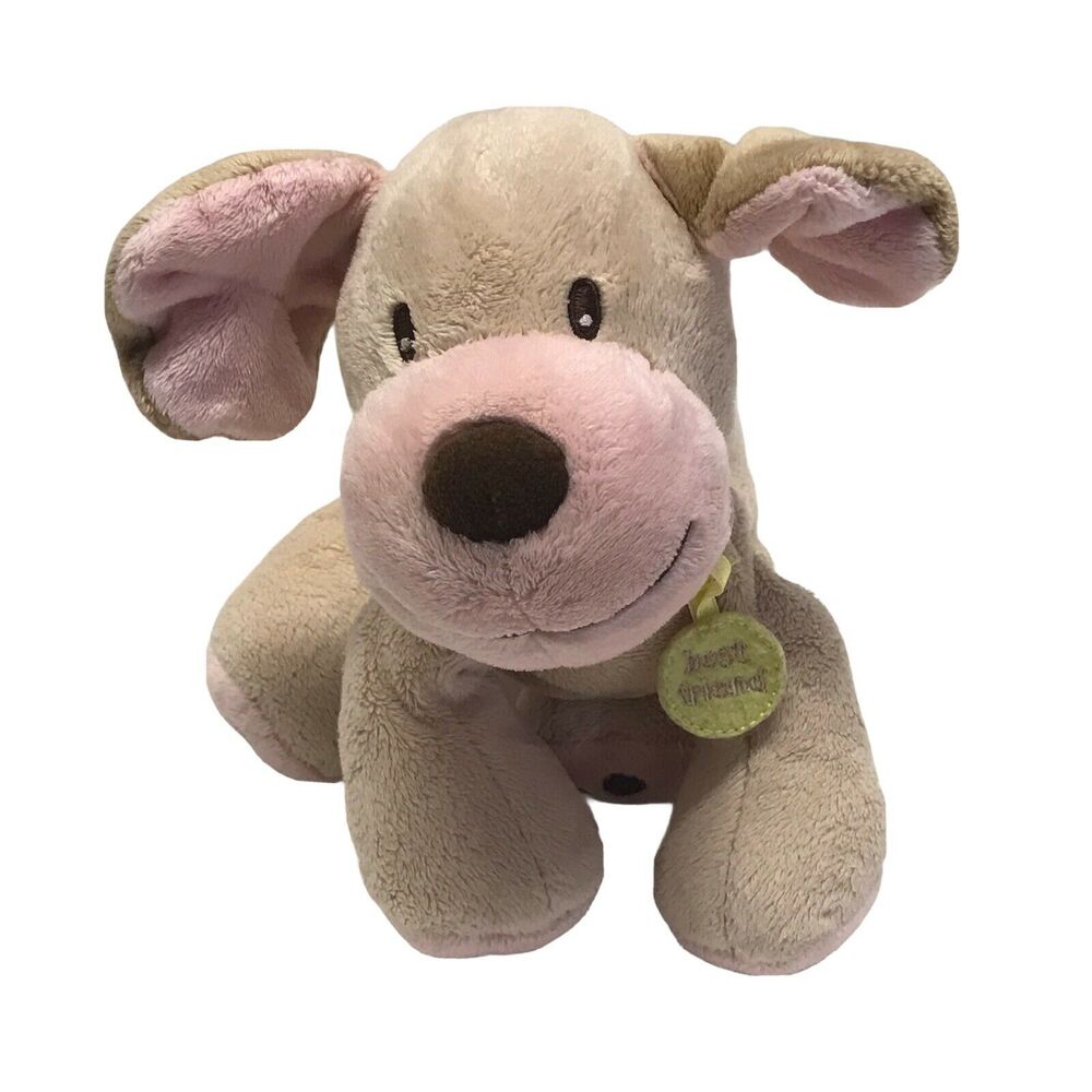 Koala Baby Beige Pink Plush “Best Friend” Dog Stuffed Jingle Bell Rattle 8" Baby